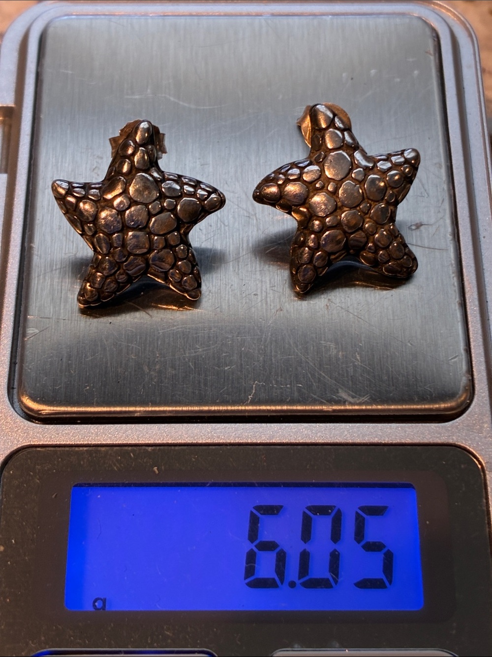 Textured 925 Starfish Stud Earrings -